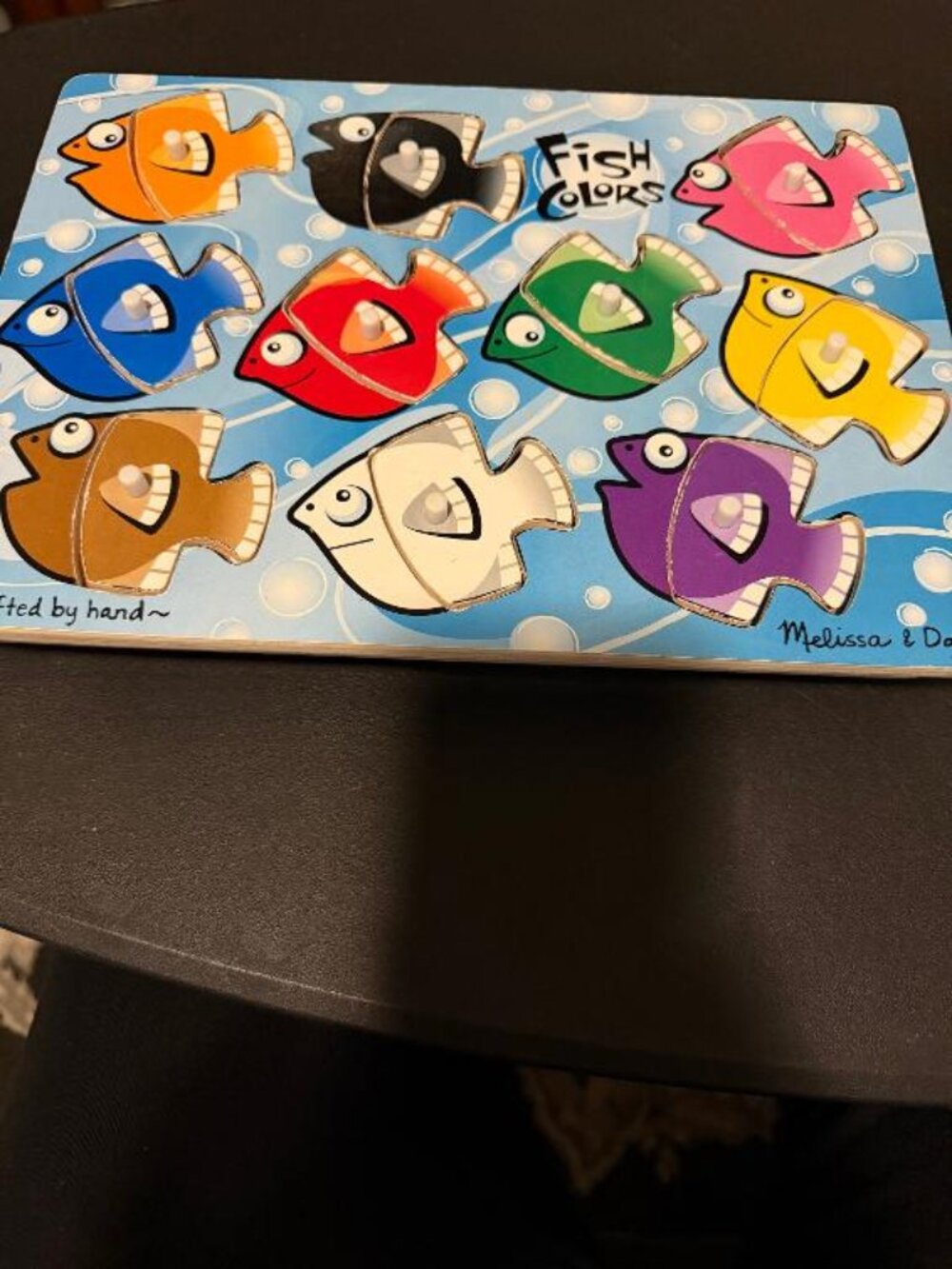 Melissa & Doug Fish Colors Wooden Peg Puzzle 10 Pieces Complete Toddler Toy